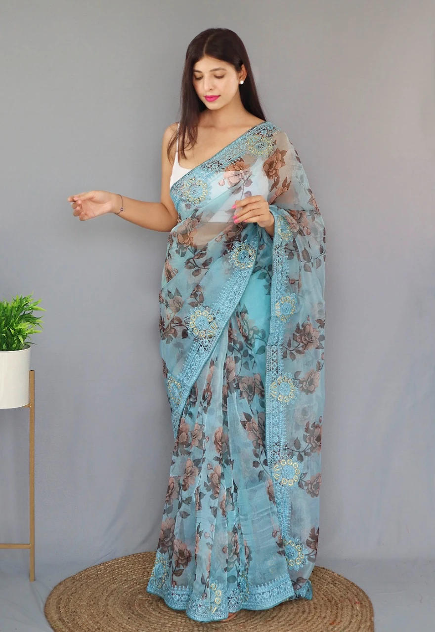 Shree Trends Man-Mohini Embroidery Wholesale Fancy Saree Catalog — Wholesale Sarees, Shree Fabs wholesale from Surat — Photo 7